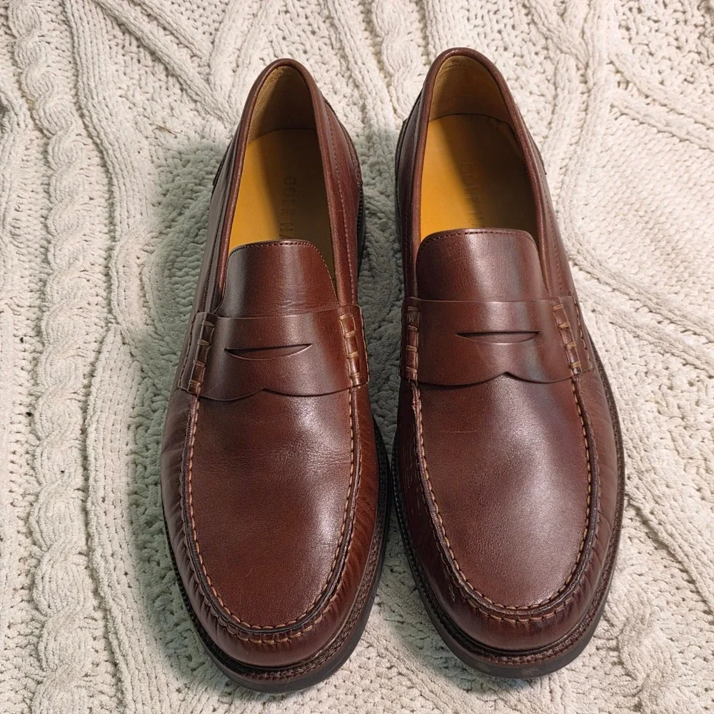 Cole Haan Pinch Prep Penny Loafer Scotch Brown Leather Mens 10.5M NEW